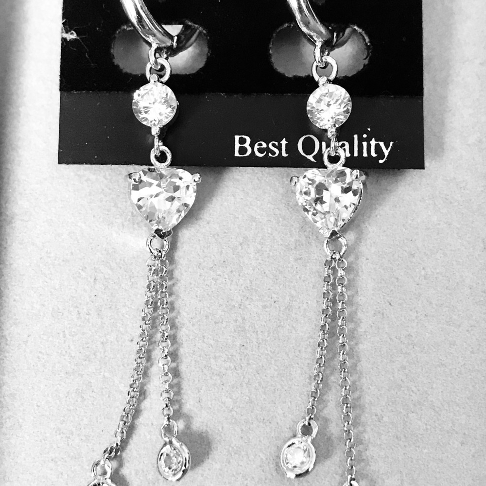 Silver earring W Rhinestone - Picture 3 of 5
